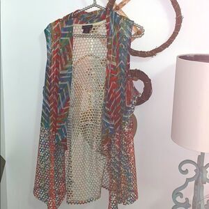 Multiples colorful net detail vest. Size Medium